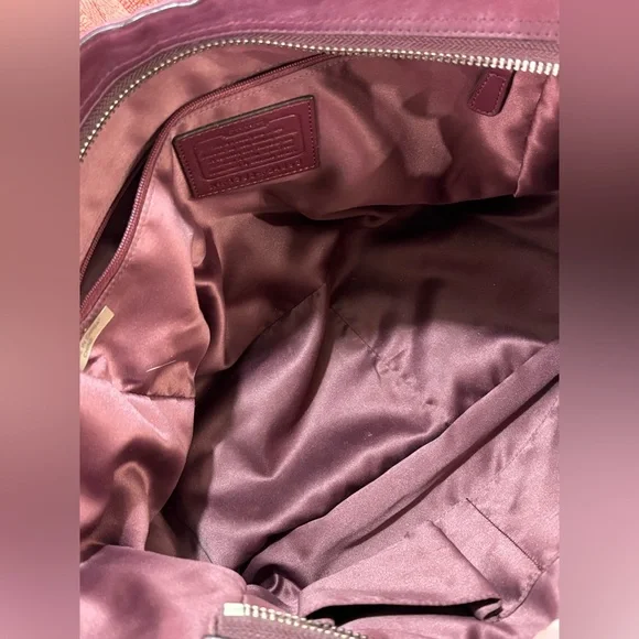 Coach Park Quilted Color Block Carrie tote handbag Pink Navy Burgundy leather - Picture 8 of 16